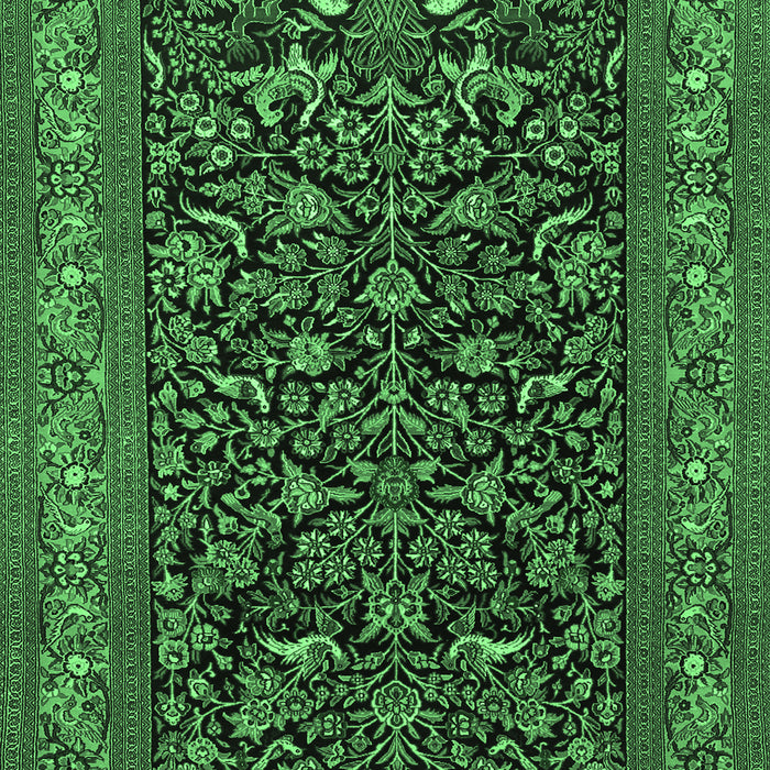 Machine Washable Persian Emerald Green Traditional Area Rugs, wshtr2192emgrn