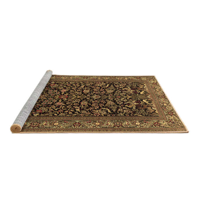 Sideview of Machine Washable Persian Brown Traditional Rug, wshtr2192brn
