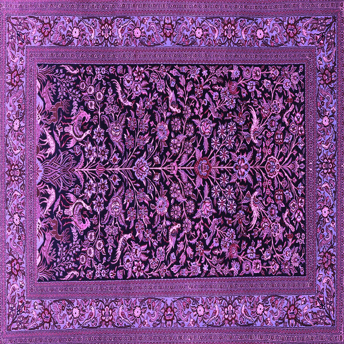 Square Machine Washable Persian Purple Traditional Area Rugs, wshtr2192pur