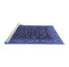 Sideview of Machine Washable Persian Blue Traditional Rug, wshtr2192blu