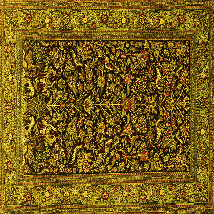 Square Machine Washable Persian Yellow Traditional Rug, wshtr2192yw