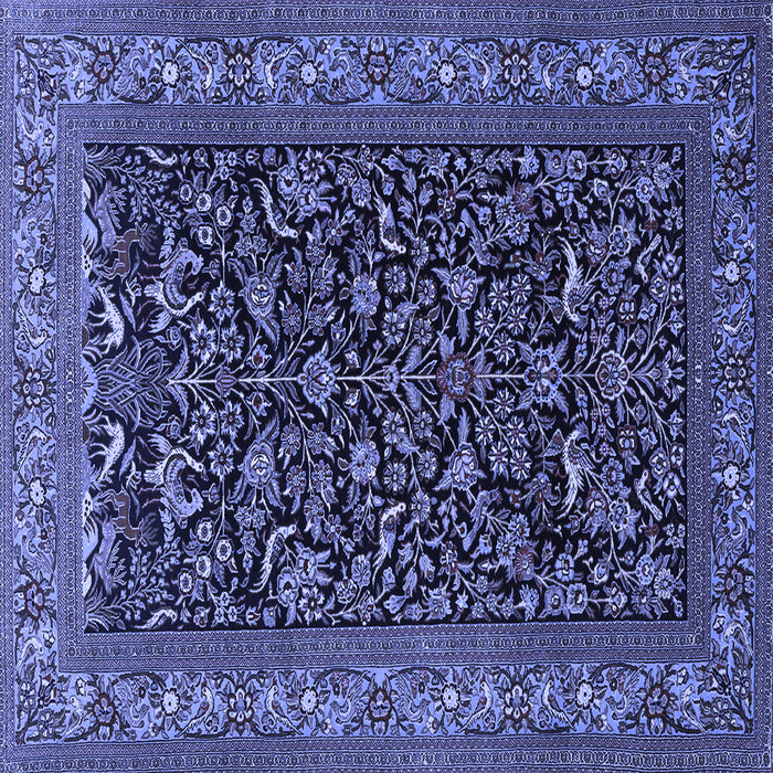 Square Machine Washable Persian Blue Traditional Rug, wshtr2192blu