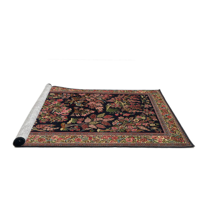 Sideview of Machine Washable Traditional Dark Almond Brown Rug, wshtr2193