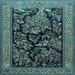 Square Machine Washable Persian Light Blue Traditional Rug, wshtr2193lblu