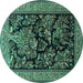 Round Persian Turquoise Traditional Rug, tr2193turq