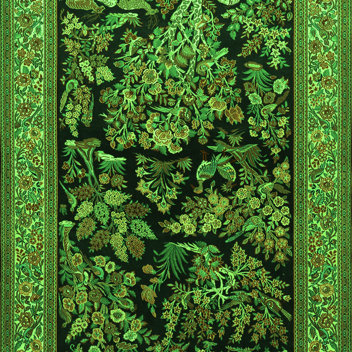 Serging Thickness of Machine Washable Persian Green Traditional Area Rugs, wshtr2193grn