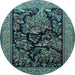 Round Persian Light Blue Traditional Rug, tr2193lblu