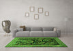 Machine Washable Persian Green Traditional Area Rugs in a Living Room,, wshtr2193grn