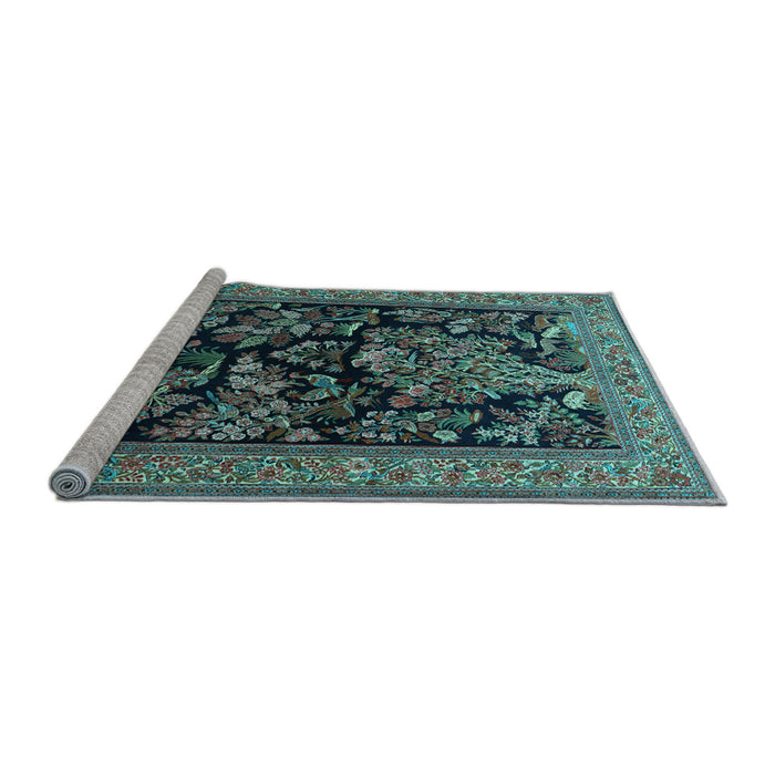 Sideview of Machine Washable Persian Light Blue Traditional Rug, wshtr2193lblu