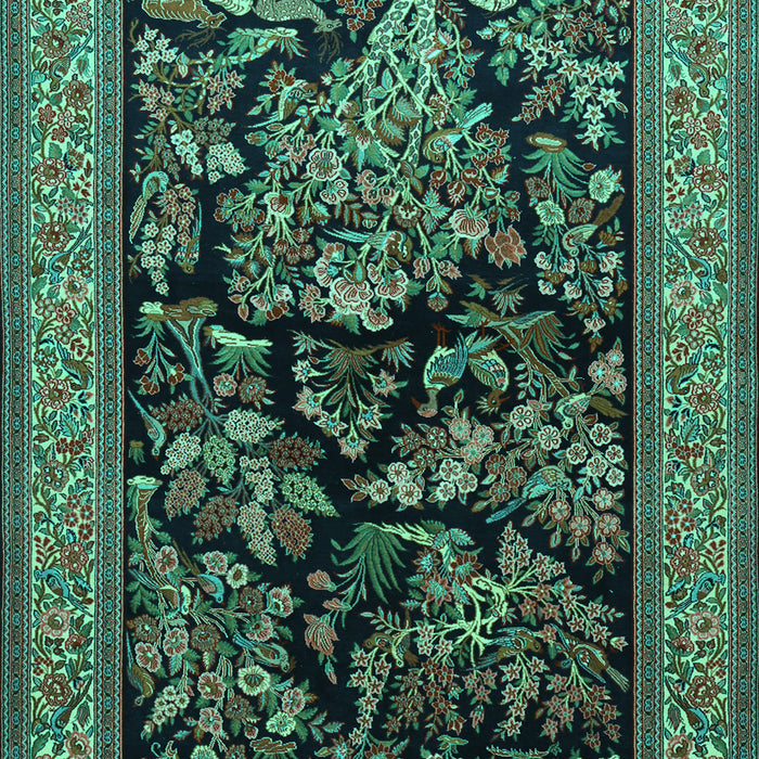 Machine Washable Persian Turquoise Traditional Area Rugs, wshtr2193turq
