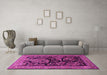 Machine Washable Persian Pink Traditional Rug in a Living Room, wshtr2193pnk