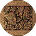 Round Persian Brown Traditional Rug, tr2193brn