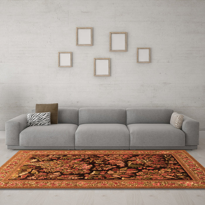Machine Washable Persian Orange Traditional Area Rugs in a Living Room, wshtr2193org