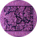 Round Machine Washable Persian Purple Traditional Area Rugs, wshtr2193pur