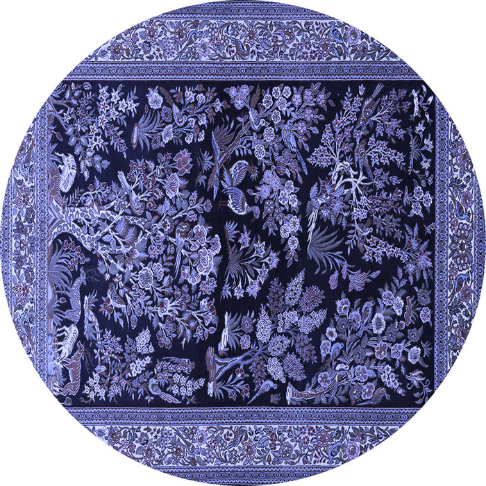 Round Persian Blue Traditional Rug, tr2193blu