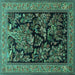 Square Machine Washable Persian Turquoise Traditional Area Rugs, wshtr2193turq