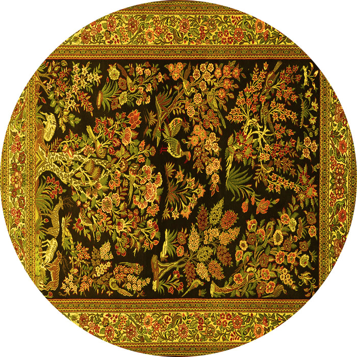 Round Persian Yellow Traditional Rug, tr2193yw
