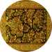 Round Persian Yellow Traditional Rug, tr2193yw