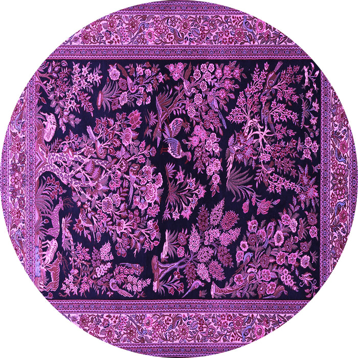 Round Persian Purple Traditional Rug, tr2193pur