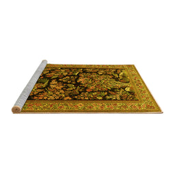 Sideview of Machine Washable Persian Yellow Traditional Rug, wshtr2193yw