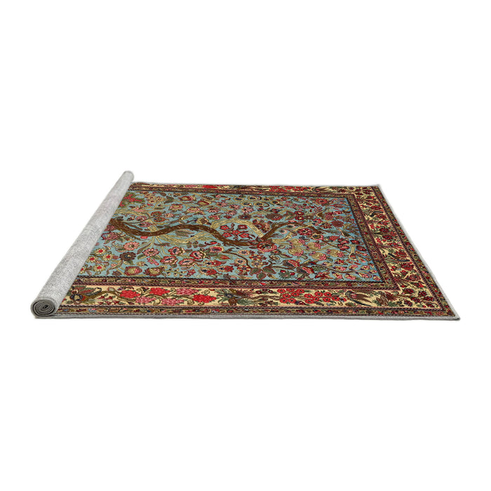 Sideview of Machine Washable Traditional Saffron Red Rug, wshtr2194