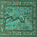 Square Animal Turquoise Traditional Rug, tr2194turq