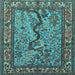 Square Animal Light Blue Traditional Rug, tr2194lblu