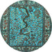 Round Animal Light Blue Traditional Rug, tr2194lblu