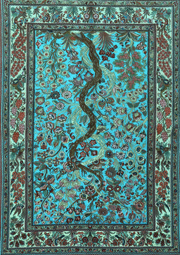 Animal Light Blue Traditional Rug, tr2194lblu