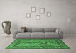 Machine Washable Animal Emerald Green Traditional Area Rugs in a Living Room,, wshtr2194emgrn