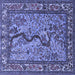 Square Machine Washable Animal Blue Traditional Rug, wshtr2194blu