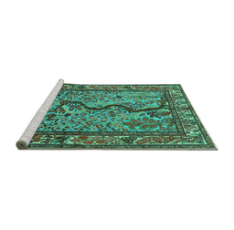 Sideview of Machine Washable Animal Turquoise Traditional Area Rugs, wshtr2194turq