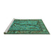 Sideview of Machine Washable Animal Turquoise Traditional Area Rugs, wshtr2194turq