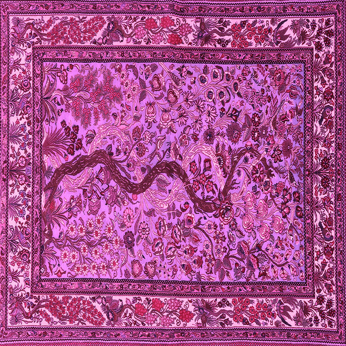 Square Animal Pink Traditional Rug, tr2194pnk