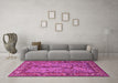 Machine Washable Animal Pink Traditional Rug in a Living Room, wshtr2194pnk