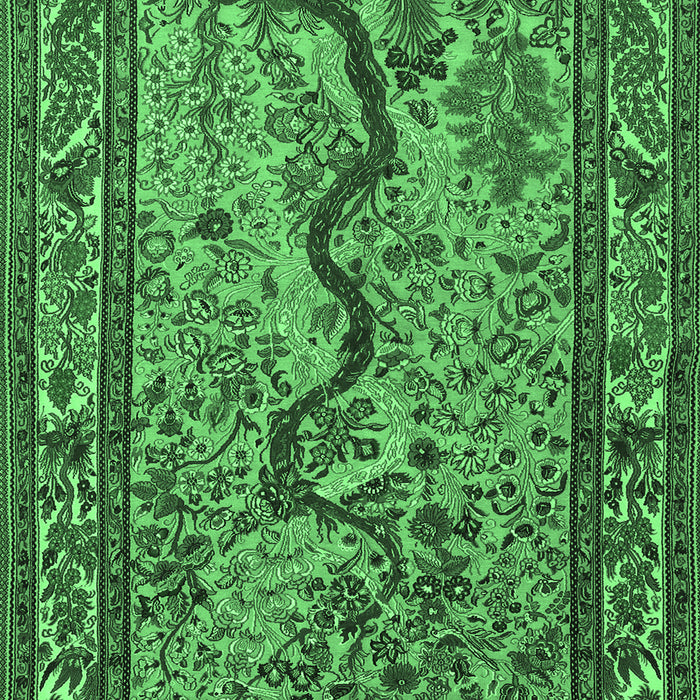 Animal Emerald Green Traditional Rug, tr2194emgrn