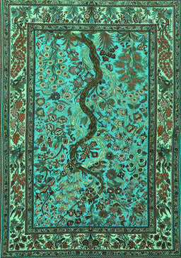 Animal Turquoise Traditional Rug, tr2194turq