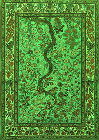 Animal Green Traditional Rug, tr2194grn