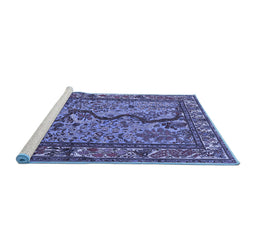 Sideview of Machine Washable Animal Blue Traditional Rug, wshtr2194blu