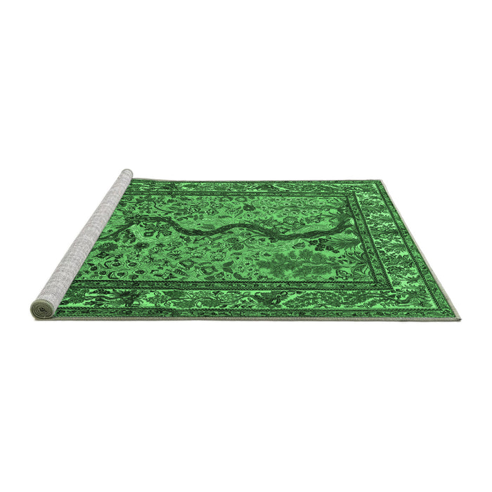 Sideview of Machine Washable Animal Emerald Green Traditional Area Rugs, wshtr2194emgrn