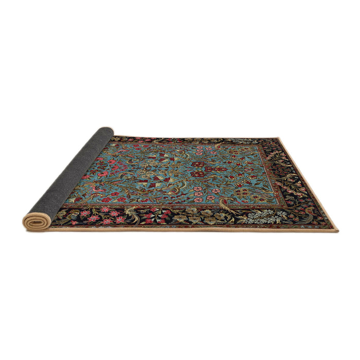 Sideview of Traditional Khaki Green Animal Rug, tr2195