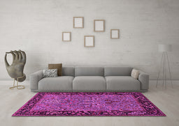 Machine Washable Animal Pink Traditional Rug in a Living Room, wshtr2195pnk