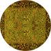 Round Animal Yellow Traditional Rug, tr2195yw