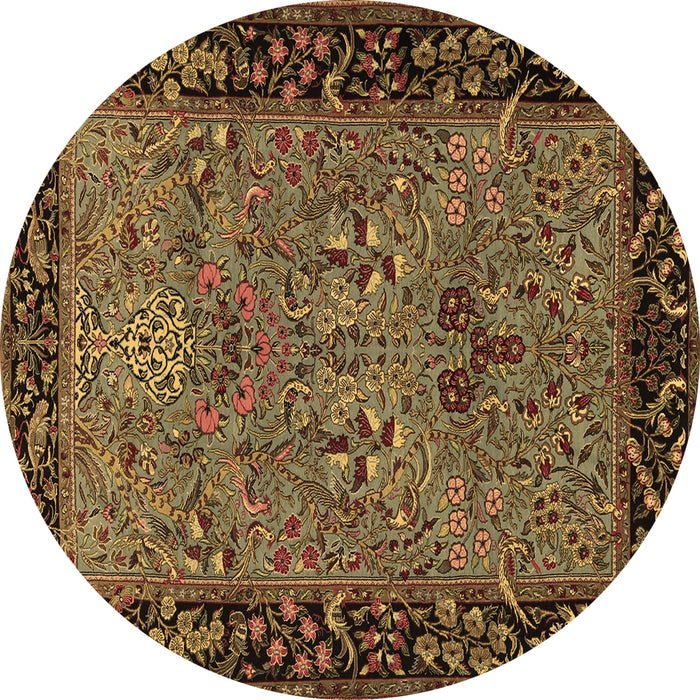 Round Machine Washable Animal Brown Traditional Rug, wshtr2195brn