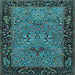 Square Animal Light Blue Traditional Rug, tr2195lblu