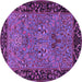 Round Animal Purple Traditional Rug, tr2195pur