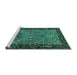 Sideview of Machine Washable Animal Turquoise Traditional Area Rugs, wshtr2195turq