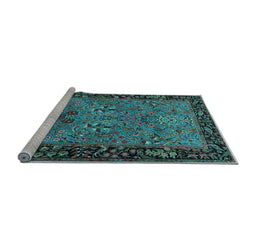 Sideview of Machine Washable Animal Light Blue Traditional Rug, wshtr2195lblu