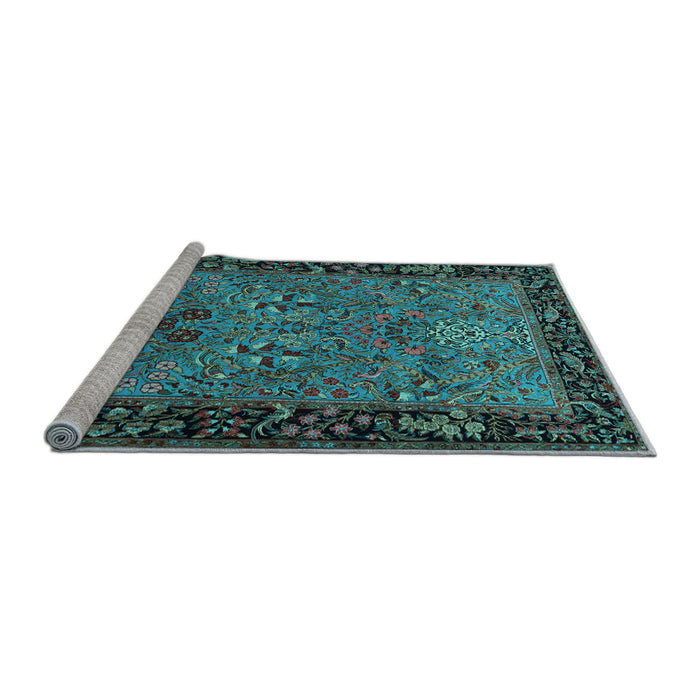 Sideview of Machine Washable Animal Light Blue Traditional Rug, wshtr2195lblu