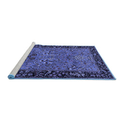 Sideview of Machine Washable Animal Blue Traditional Rug, wshtr2195blu
